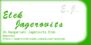 elek jagerovits business card